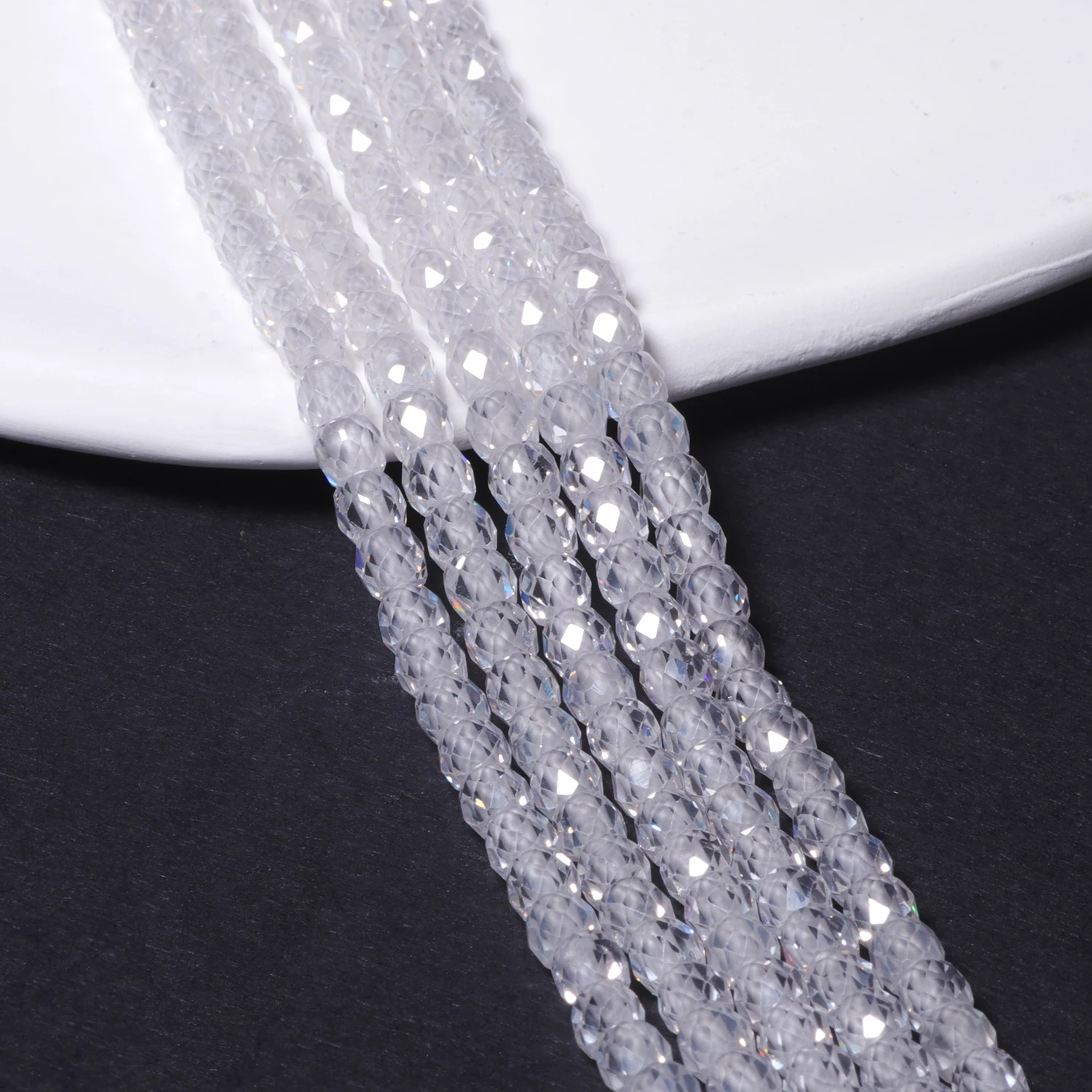 Бусины из циркония с натуральным камнем 4x3 5 мм