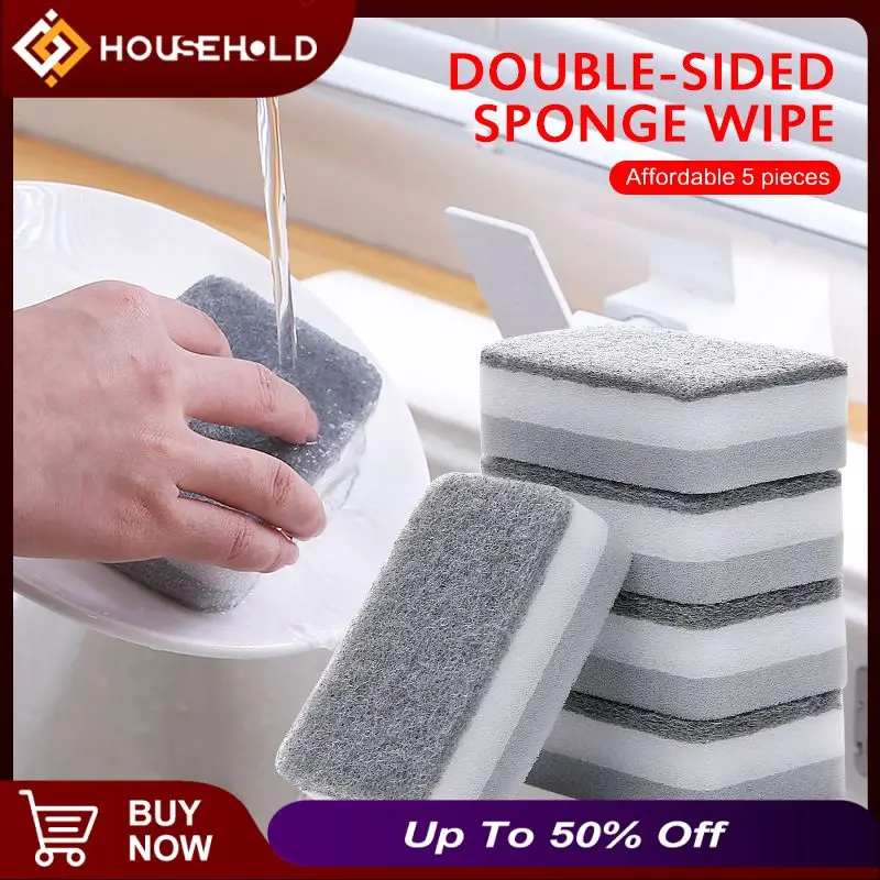 

2/4/6PCS Kitchen Scrubbers Sponge Brush Household Kitchen Home Cleaning Double-sided Sponge Decontamination Wipe Pot