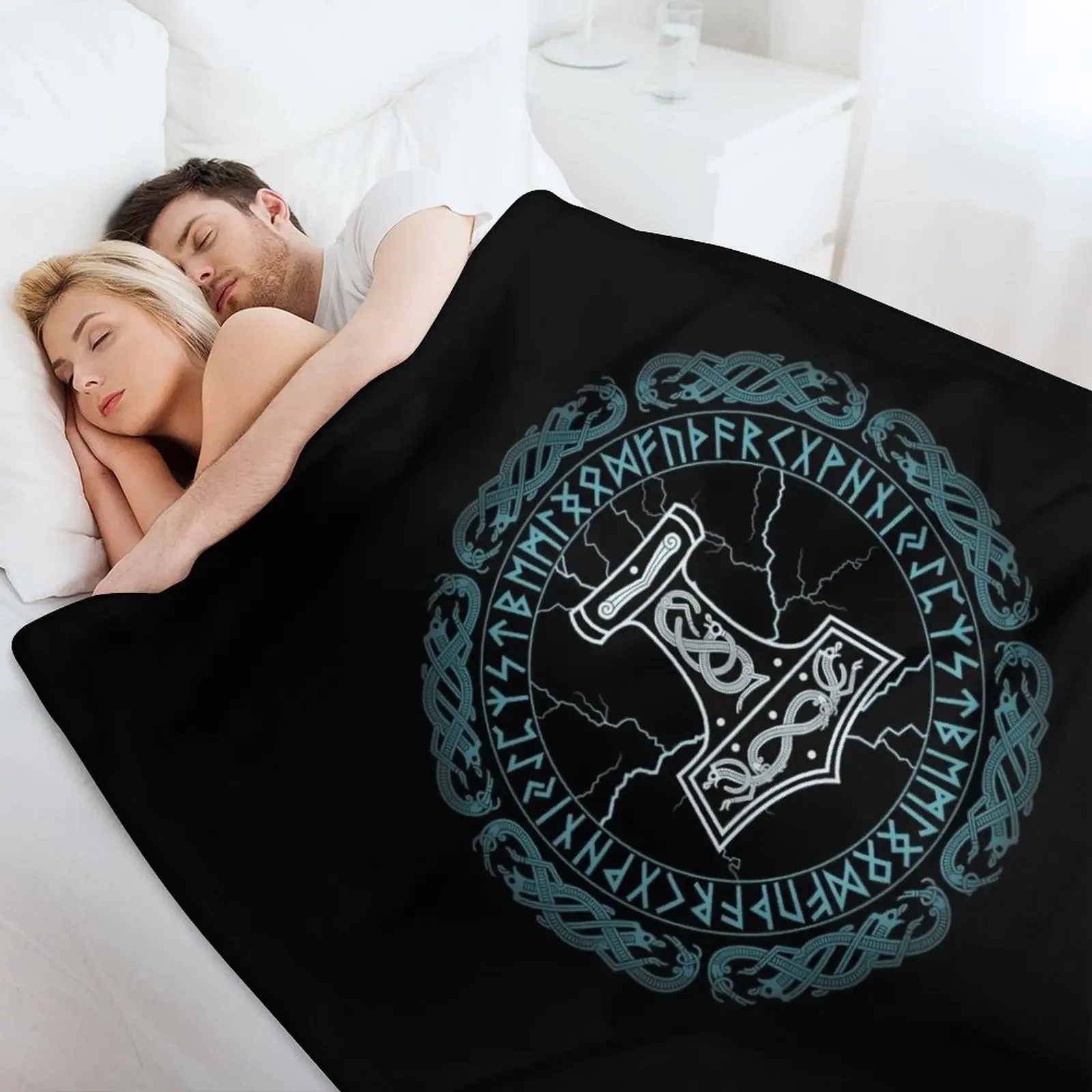 Mj?lnir молот Тора руны бросать одеяло мягкие кровати ворсистые одеяла