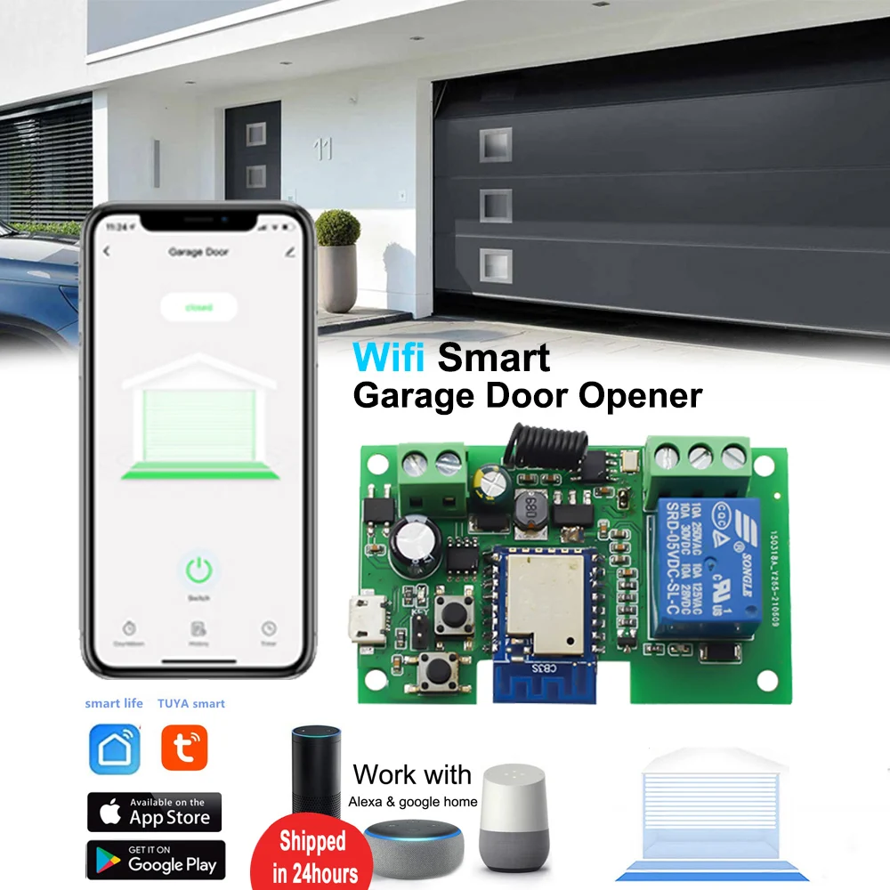 

Tuya Smart Garage Door Opener WiFi Controller RF 433 Wireless Remote Work With SmartLife Voice Control Alexa Google Home