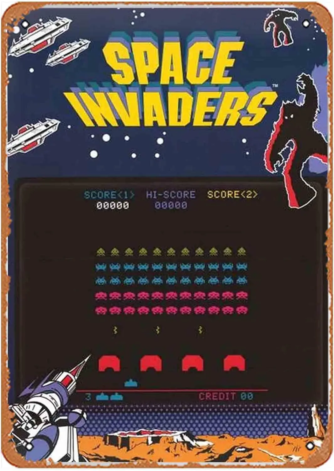 Настенная фотография-Space Invaders аркадная видеоигра плакат металлическая вывеска