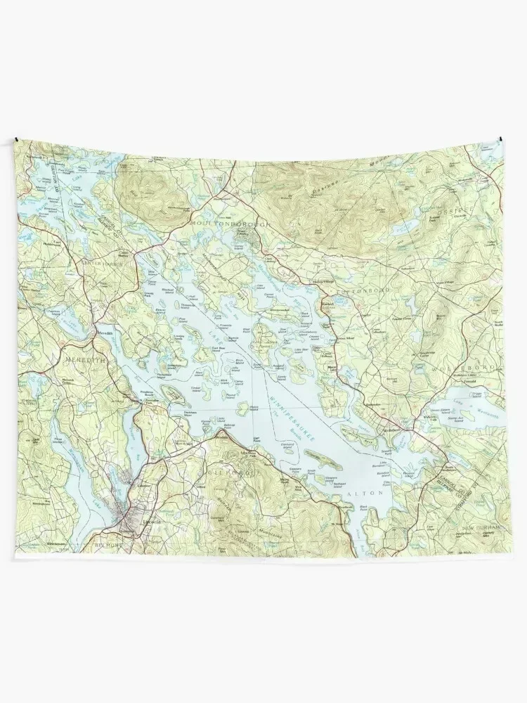Карта озера Winnipesaukee (1986) Гобелен Украшения комнаты Эстетика Скандинавский