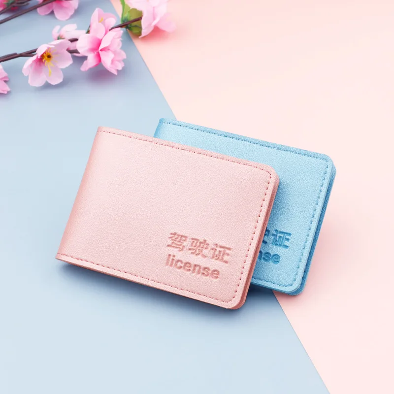 

Кожаный зажим для водительского удостоверения карамельных цветов женский защитный чехол для хранения документов модный простой элегантны...