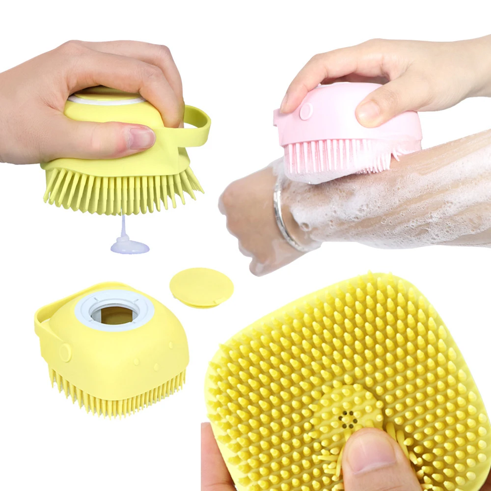 

Pet Dog Cat Bath Brush 2-in-1 Pet SPA Massage Comb Soft Silicone Pet Shower Hair Grooming Cmob Dog Cleaning Tool Supplies Tools