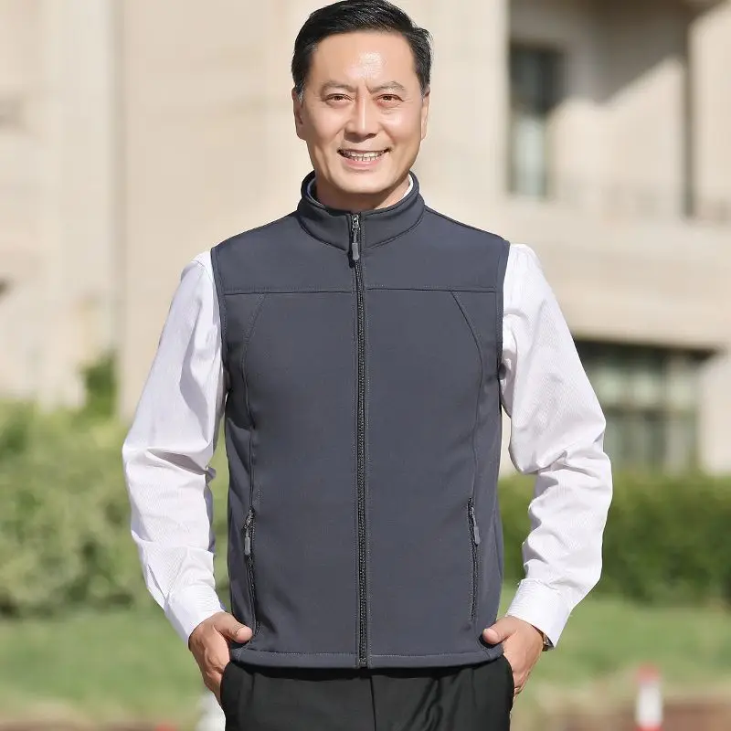 

Men Waistcoat Jackets Vest 2023 Waistcoat Solid Color Stand Collar Climbing Hiking Work Sleeveless with Pocket Brand Z06