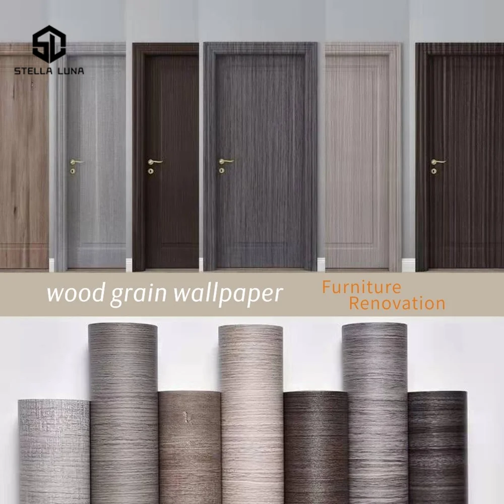 Wood Grain Door PVC Self Adhesive Wallpaper Thicken Stickers for Wardrobe Cupboard Table Closet Furniture Waterproof Home Decor