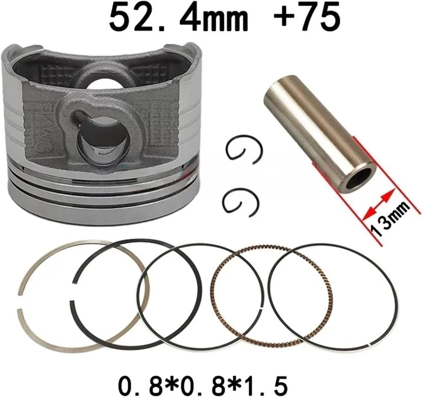 Мотоциклетный поршень 52 4 мм STD + 25 50 75 100 13 штырьковое кольцо 0 8*0 8*1 5 комплект для Honda