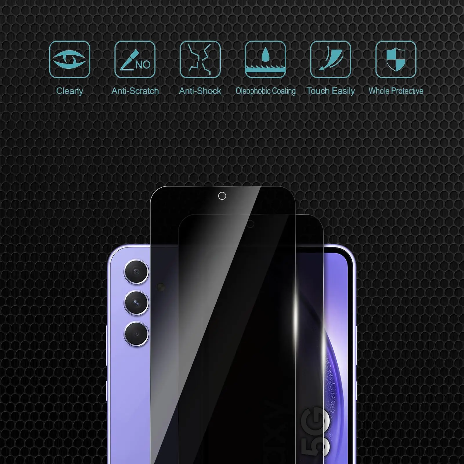 Противошпионская Защита экрана для Galaxy A54 Samsung HD закаленное стекло защиты от