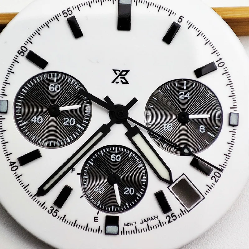 Watch accessories dial blue white yellow quartz VK63 movement hand six hands blue luminous 32.5mm dial watch mod  case Date