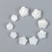 natural mother of pearl double side white rose flower loosely spaced beads diy jewelry accessories to make ear stud necklaces