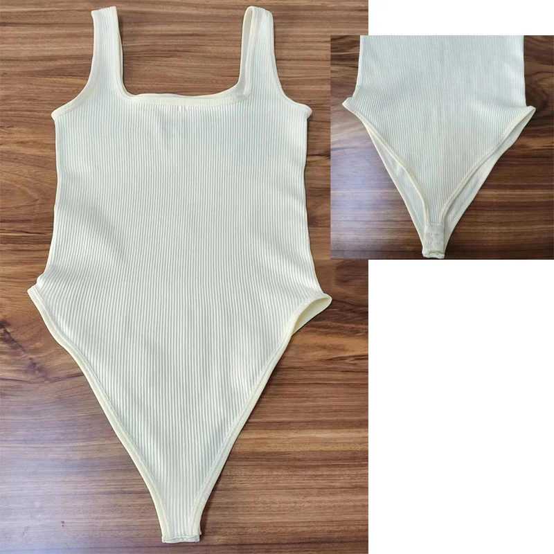 GUUDIA XXXL Ребристая майка Боди с квадратным вырезом контролем Бесшовные боди