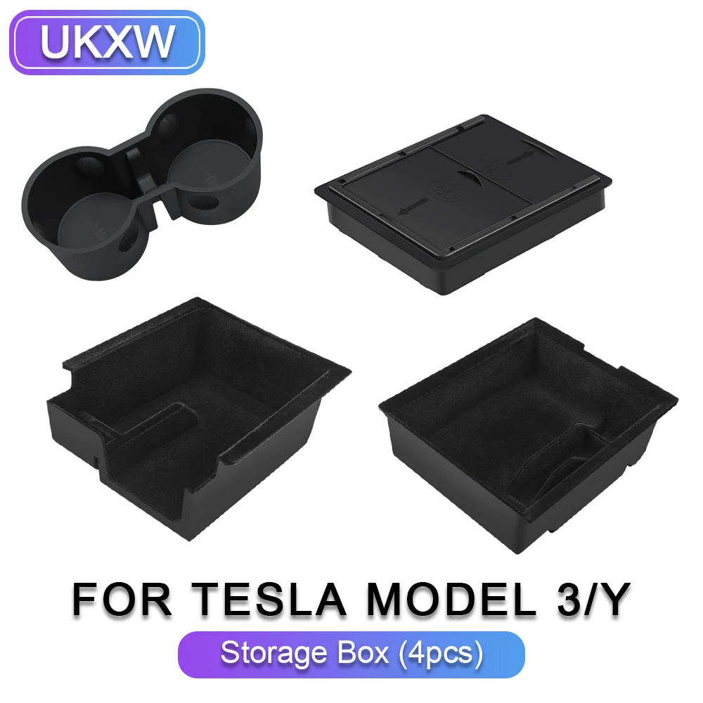 

Car Storage Box For Tesla Model 3 2021 Model Y 2022 Center Armrest Hidden Box Cup Holder Console Organizer Car Box Accessories