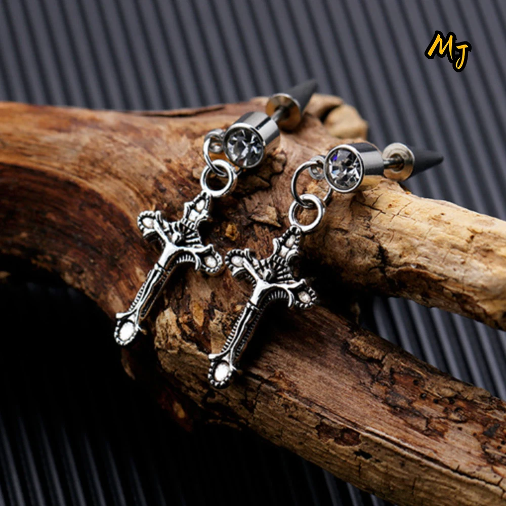 

Retro Baroque Christ Crucifixion of Jesus Cross Stainless Steel Earrings for Men and Women Personalized Versatile Trendy Earring