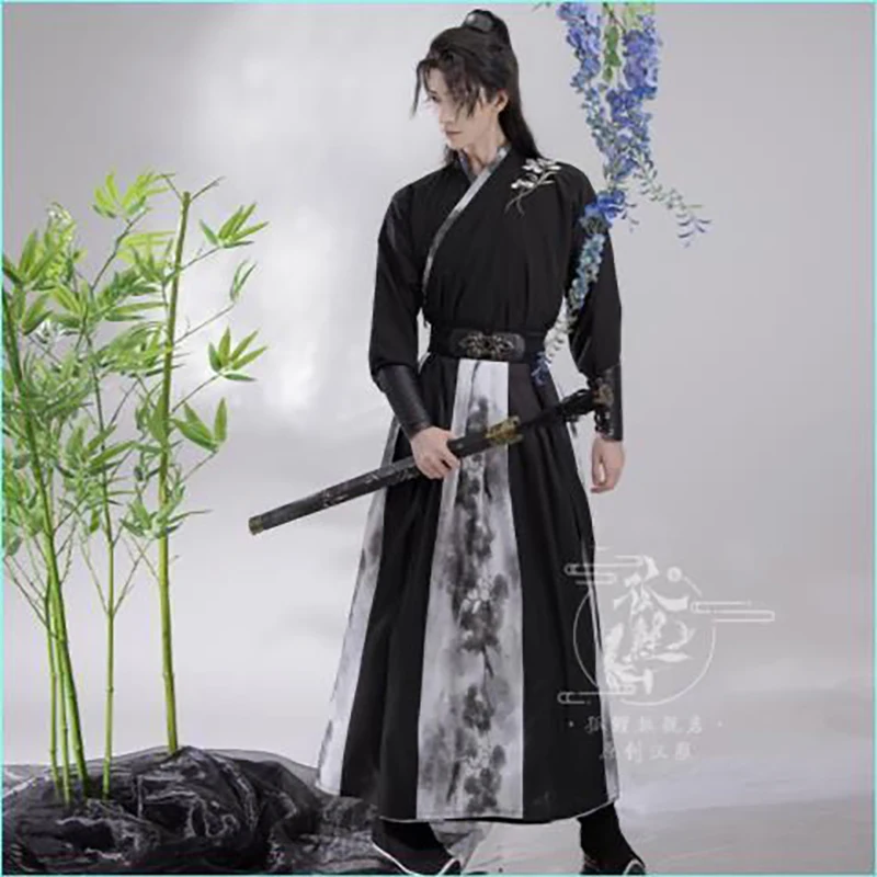 

Oversized Hanfu Men Ancient Chinese Vintage Hanfu Sets Male Cosplay Costume Summer Party Black Hanfu Set For Men Plus Size 3XL