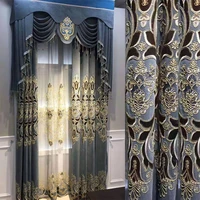 2022 european style curtains for living dining room bedroom curtain chenille embroidered hollow custom blackout
