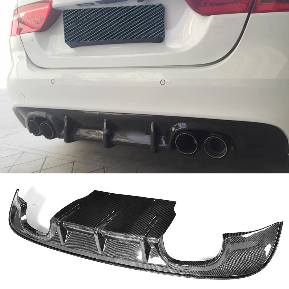 Фото Задний спойлер из углеродного волокна для Jaguar XE Sedan 4-Door 2015-2017, двойной выхлопной диффузор с двумя выходами №3