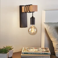 retro iron wood wall lamp e27 modern nordic sconce indoor wall light fixture for home decor dining room bedside bedroom lighting