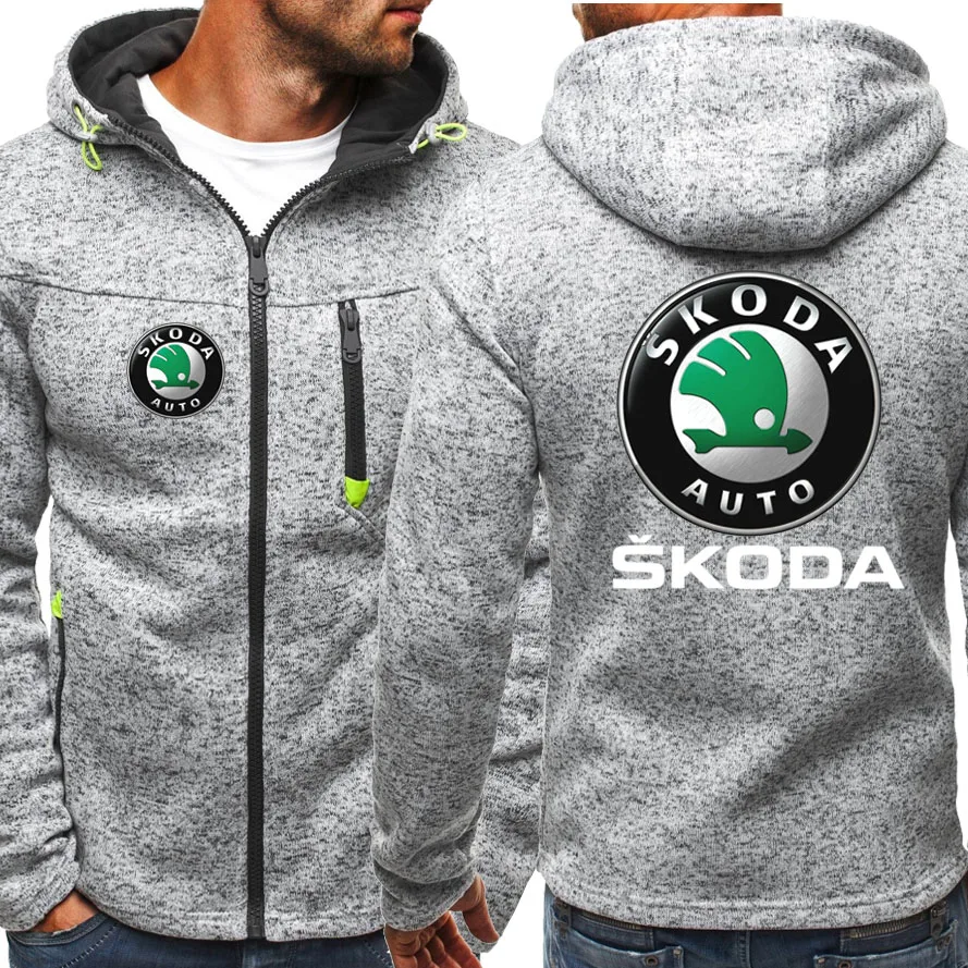 

Толстовка мужская с капюшоном и логотипом автомобиля Skoda, Модный повседневный флисовый Кардиган с длинным рукавом, куртка на молнии в стиле хип-хоп, Харадзюку, весна-осень