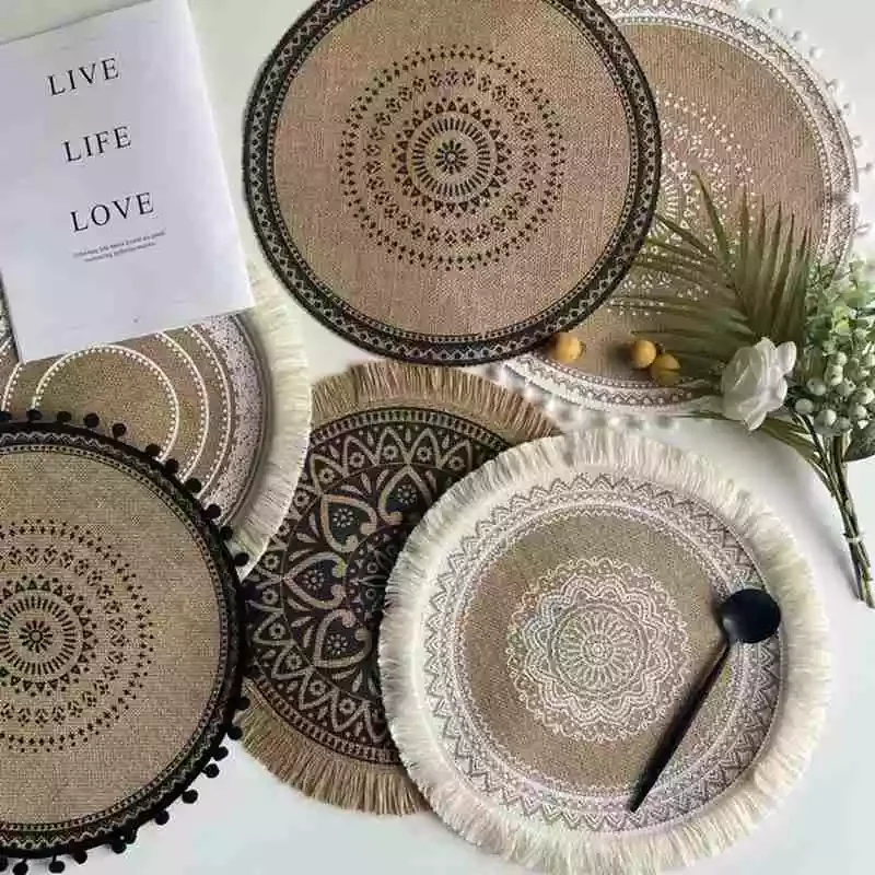 

Table Mat Cup Coasters Hand-woven Macrame Wall Hanging Boho Decor Home Decoration For Office Apartment Bar