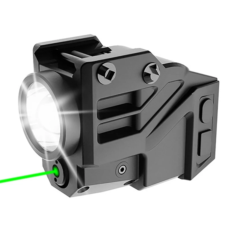 Tactical Weapon Gun Light Green Laser Sight Combo 500 Lumens LED Flashlight USB Magnetic Rechargeable Light For Handgun Pistol