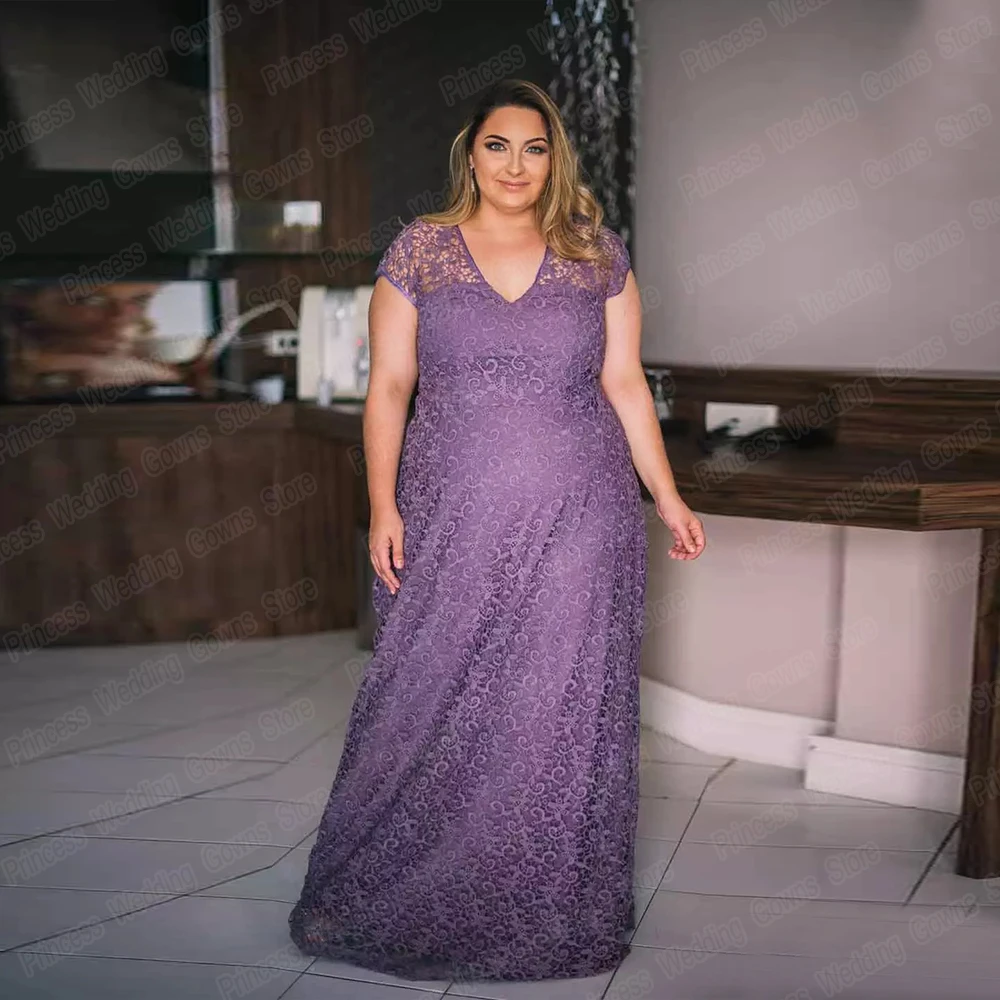 

Элегантное кружевное платье до пола для матери невесты, свадебное платье с рукавом-крылышком и V-образным вырезом, простое гостевое платье д...
