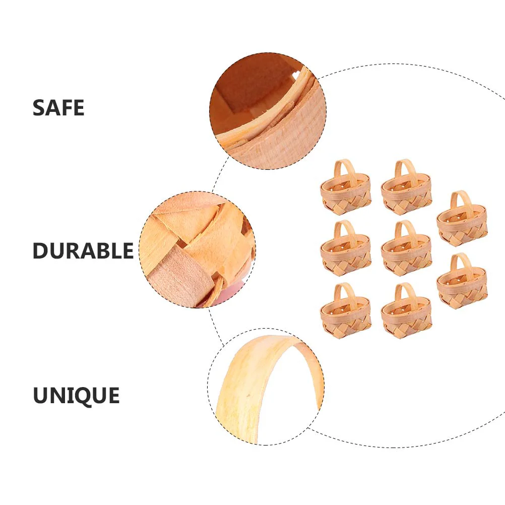 Hand Woven Basket Candy Chip Handmade Bamboo Mini Baskets with Handles Case Packing Retro Decor