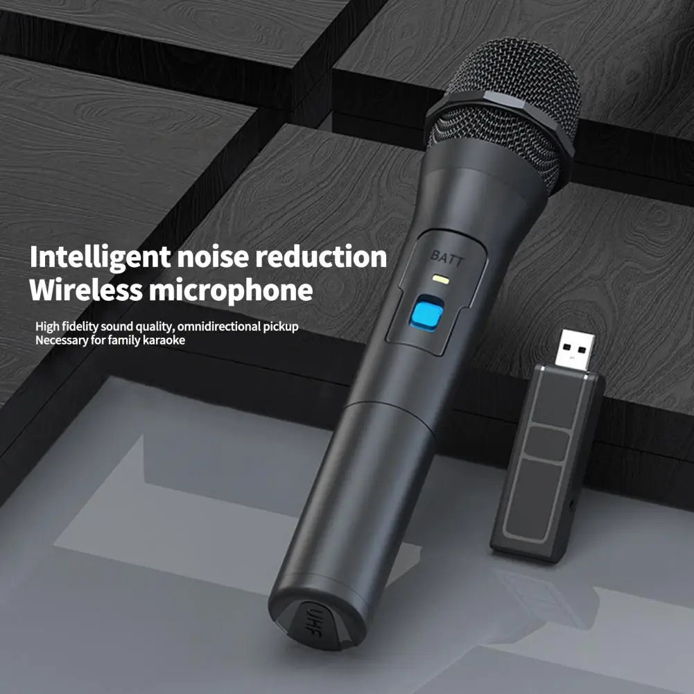

Wireless Microphone 1 Set Universal Clear Sound Quality Widely Compatible No Distortion Dynamic Handheld Microphone for Home