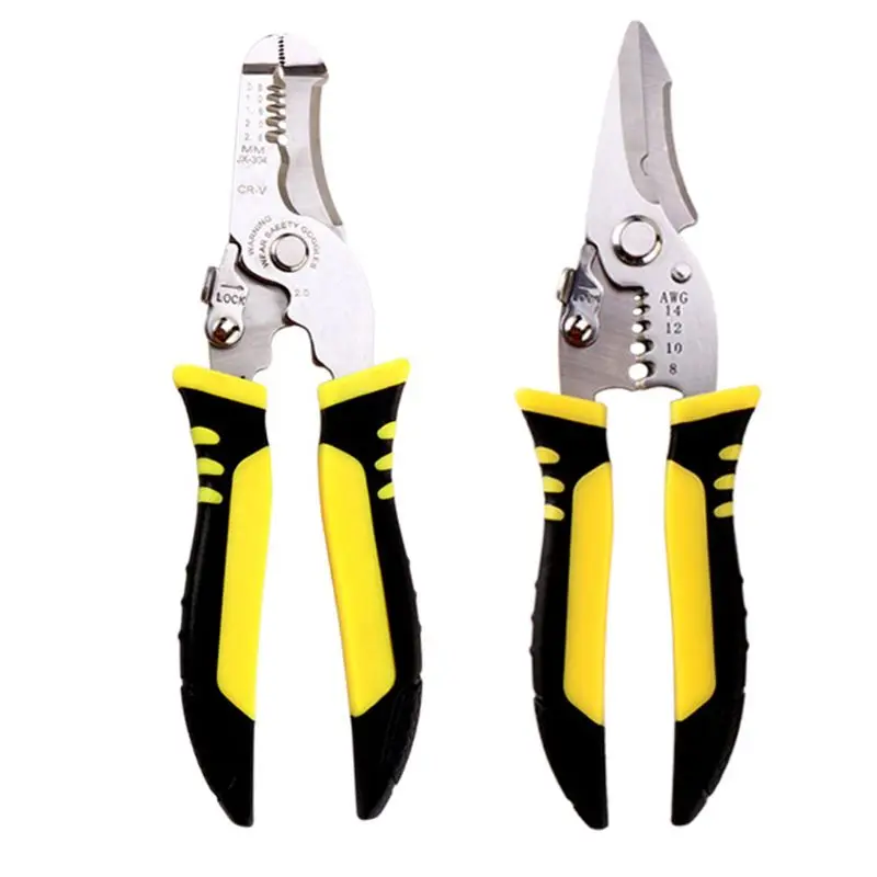 

Multifunctional Wire Stripper Pliers Cable Cutter Crimping Stripping Hand Tool Rubber Handle for Electrician