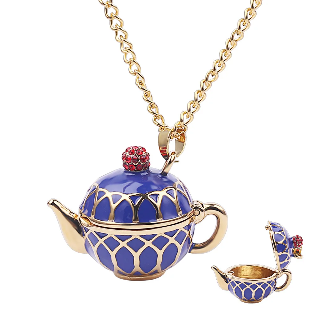 

2021 Enamel Tea Cup Pendant Necklace for Women Aesthetic Colourful Sweater Long Neck Chain One Piece Accessories Jewelry Gift