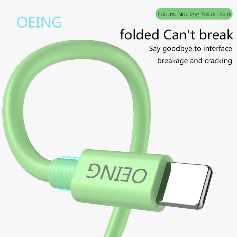

OEING 1M 1.5M 2M USB Cable For iPhone 13 12 11 Pro Max XR XS 8 6s 5s Fast Charging Charger USB Wire Cord Liquid Silicone Cable