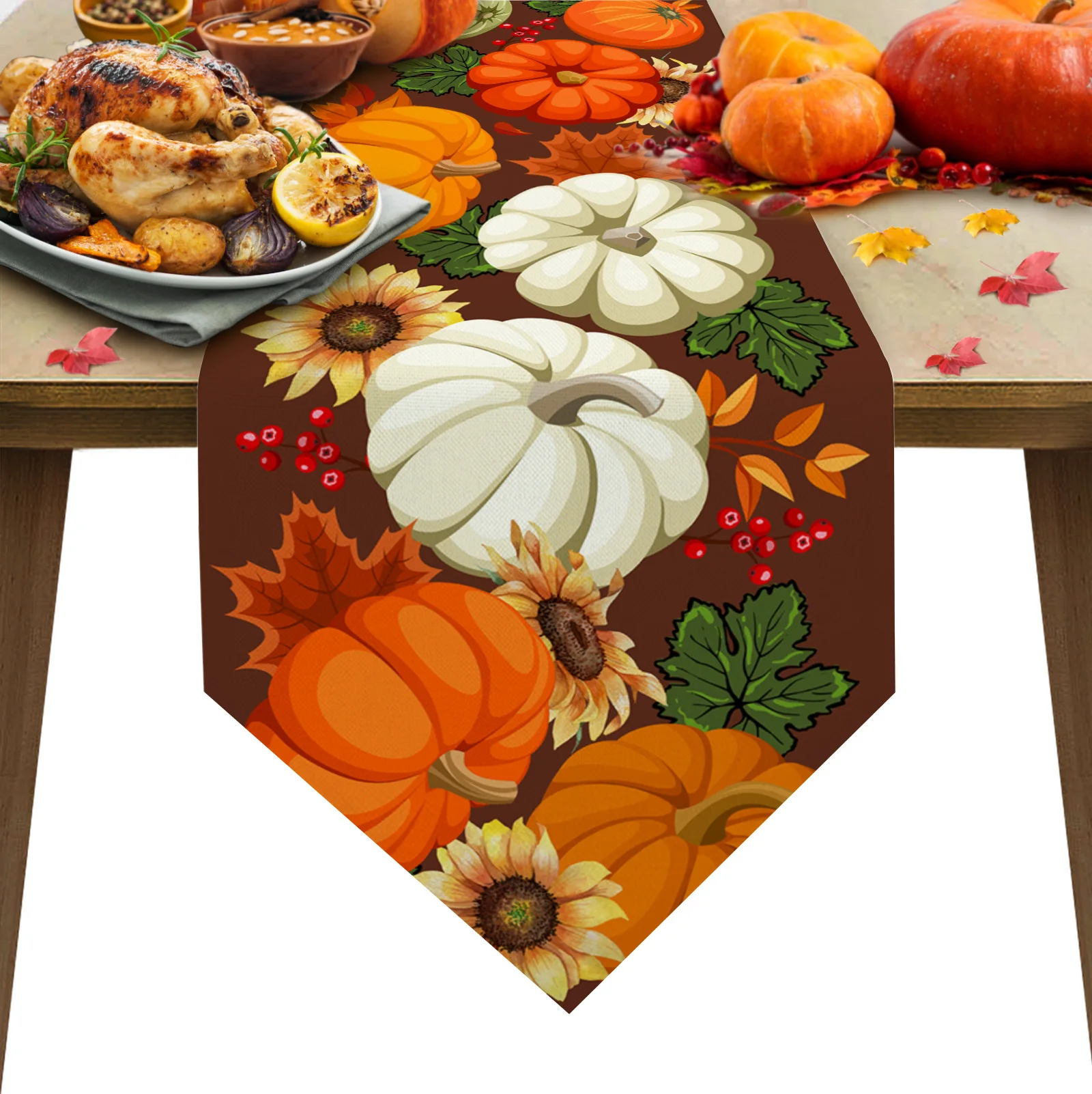 

Декоративная скатерть для кухни, с осенней тыквой, кленовым листьем
