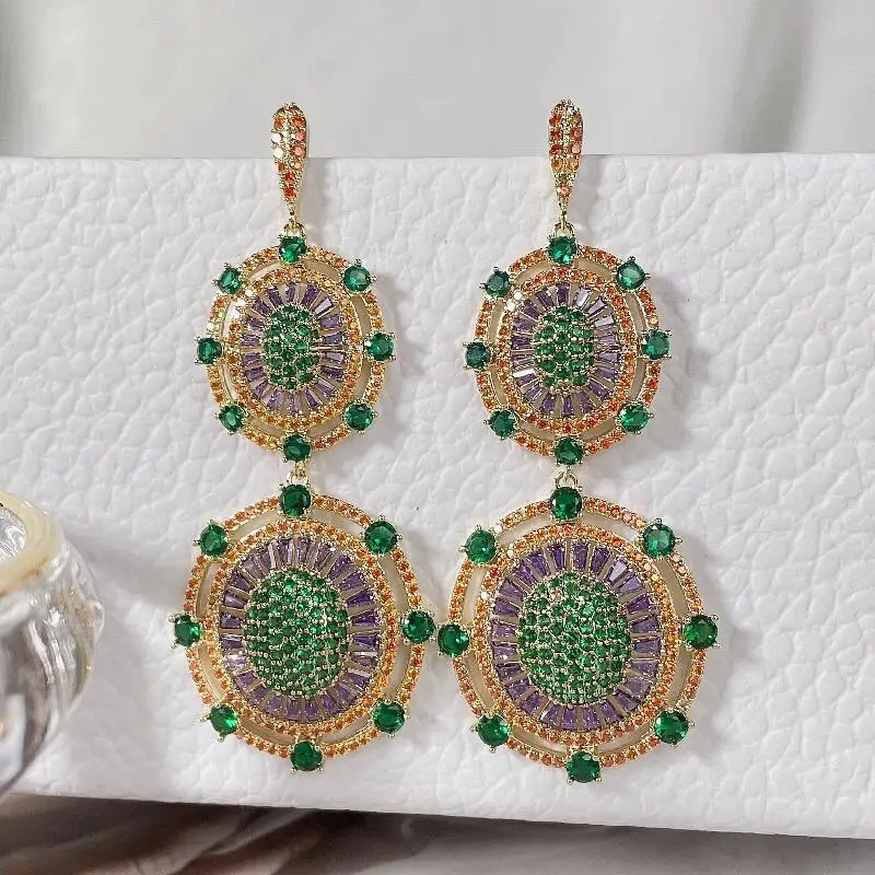 

SENYU 2022 New Turtle Shell Color Drop Earrings Luxury Zirconia Bead Wrap Loop Circle Women Jewelry Anniversary Big Earring