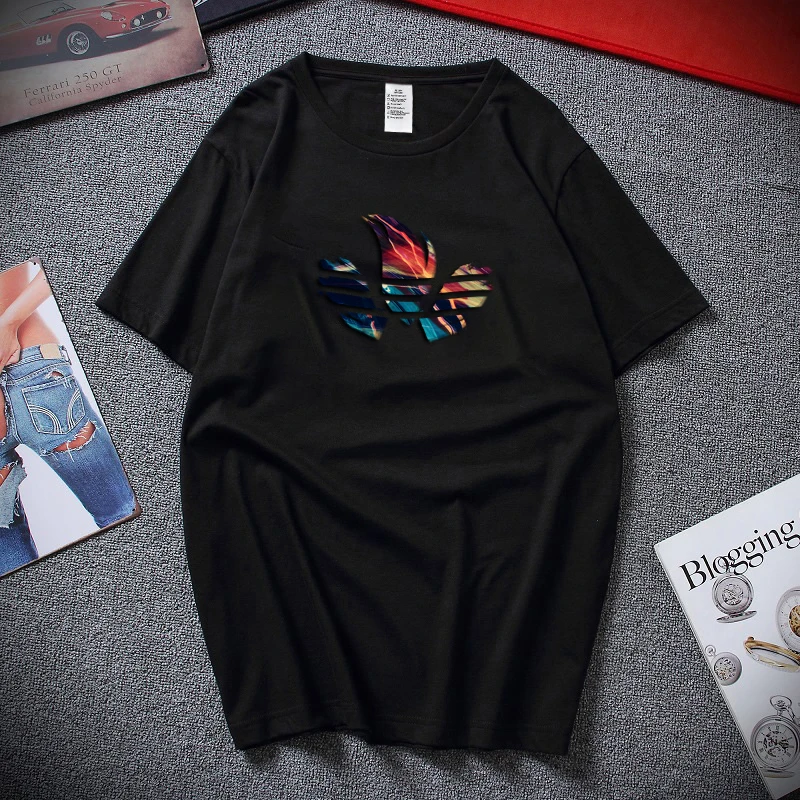 2023 Cotton Color Pattern T shirt Men Casual Breathable Brand Print Streetwear Summer Soft Short Sleeve Oversized Unisex Tee Top