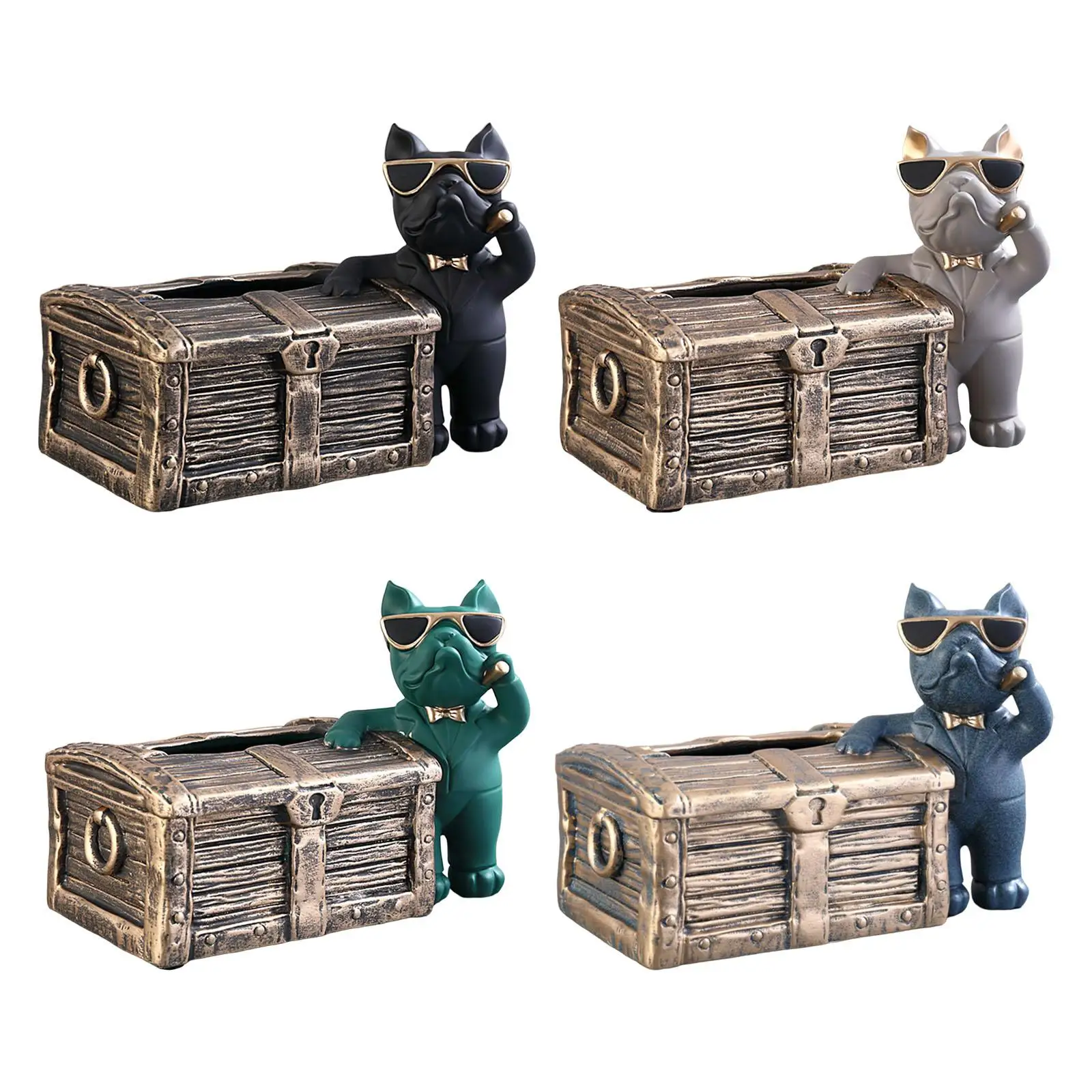 

Modern Facial Tissue Box Napkin Paper Holder Case Resin Sculpture Figurine Dog Statue for Living Room Tabletop Office Decoration