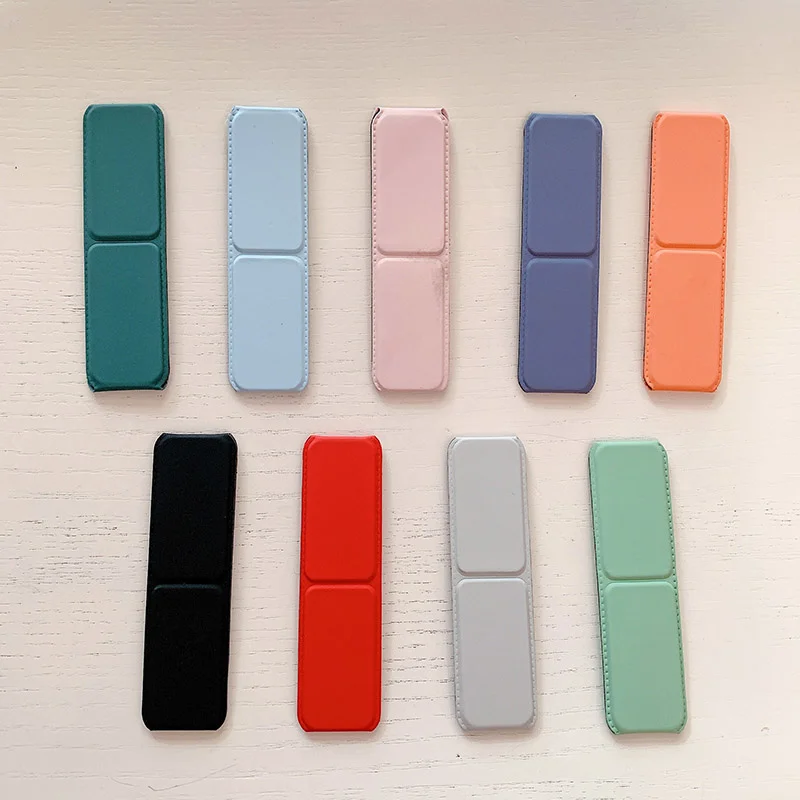 plain color wrist band hand finger grip mobile phone holder stand premium leather universal phone socket holder ring grip belt free global shipping