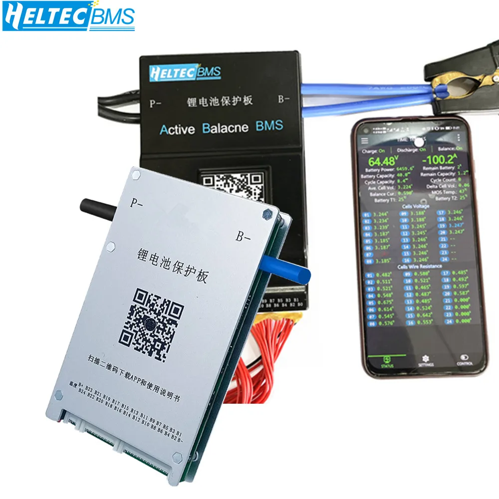 

Active Balance BMS 1A 2A 4S 8S 12S 13S 14S 16S 20S 24S Smart Bms 40A 60A 80A 100A 150A 200A Lifepo4 Li-Ion Lto Battery Heltec