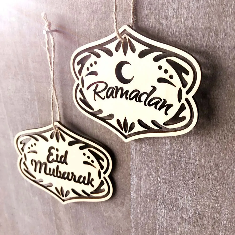 

10 шт. Eid Mubarak деревянные украшения подвеска для дома 2023 мусульманские исламские товары для вечеринок Рамадан Kareem подарки
