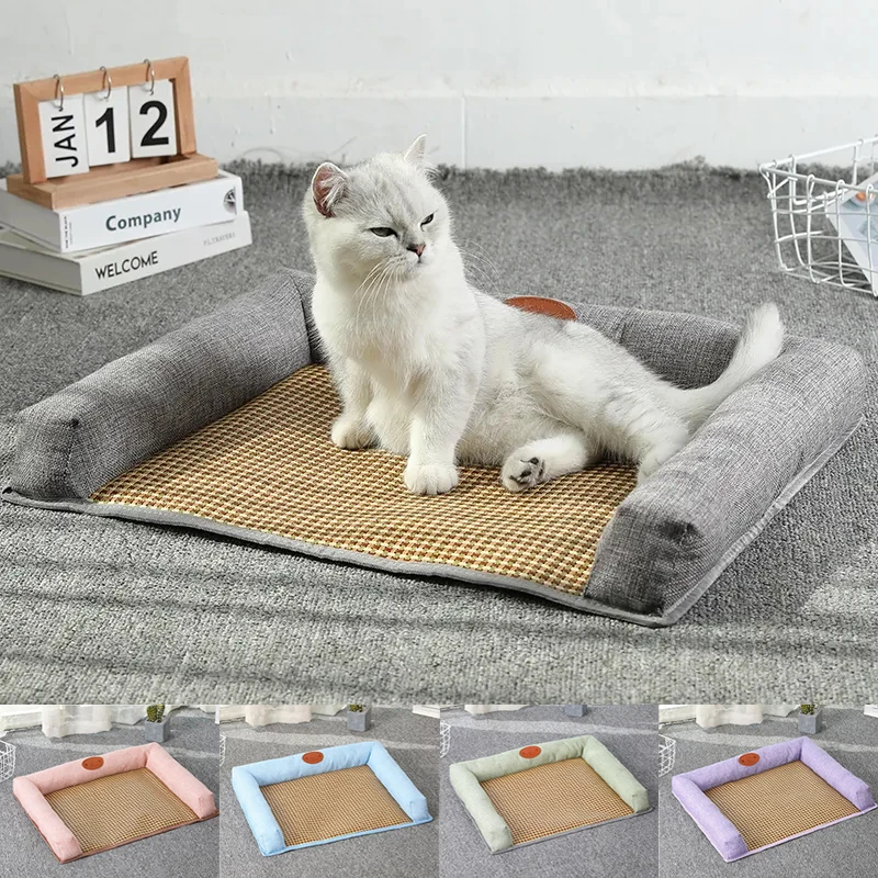 

Летняя кровать для кошки, искусственная кровать, новая кровать для собаки, коврик для большого щенка, летние принадлежности для домашних животных