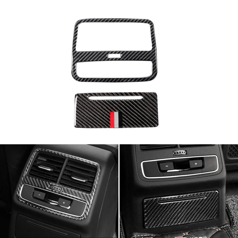 

For Audi A4 B9 A4L 2017 2018 Carbon Fiber Car Rear Air Condition Air Outlet Panel Cover Trim