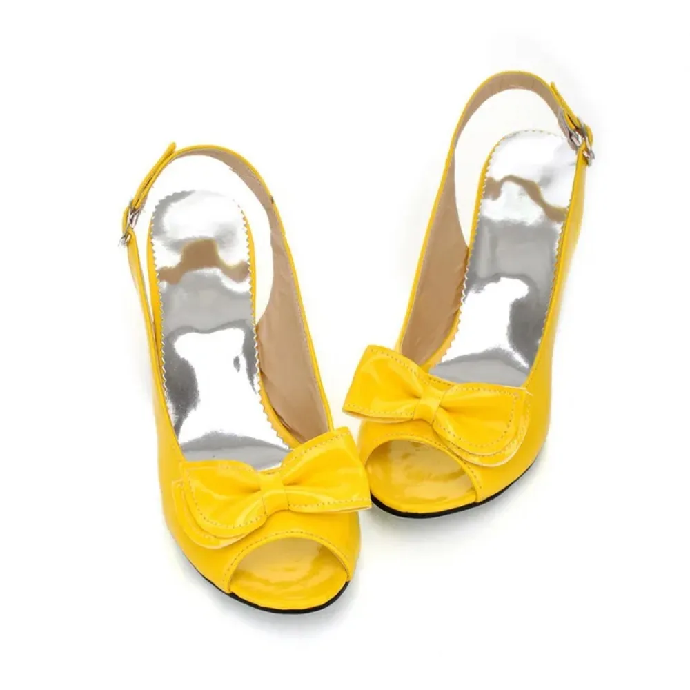Фото Sandalias De Mujer Женские сандалии Sweet Fashion Bownt Peep Toe на высоком каблуке Платье Вечерние женские туфли Большой размер 34 44 45 46 1-9 №5