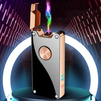 smart metal windproof double arc plasma lighter recharge usb cigarette lighter led display men%e2%80%99s gift smoking tool gadgets