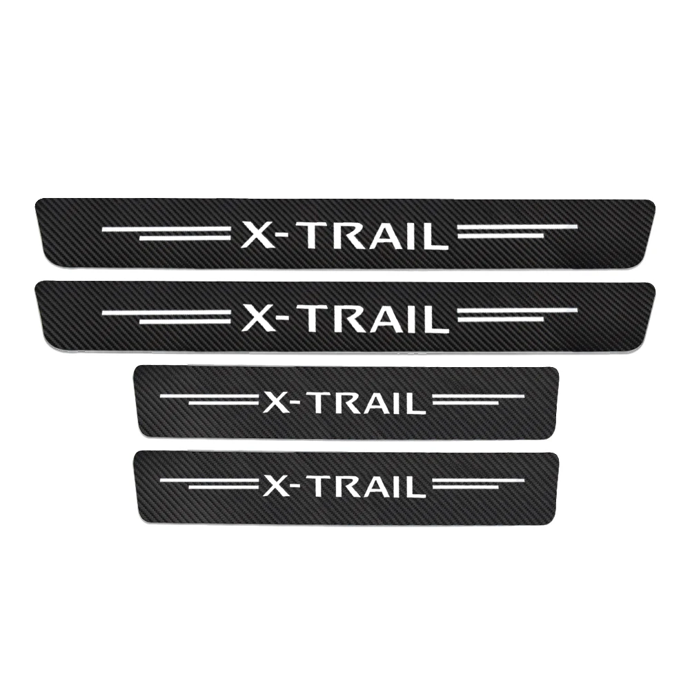 

4 шт. для Nissan Xtrail X Trail T30 T31 T32, автомобильный порог, наклейка-протектор на педаль, виниловые аксессуары из углеродного волокна