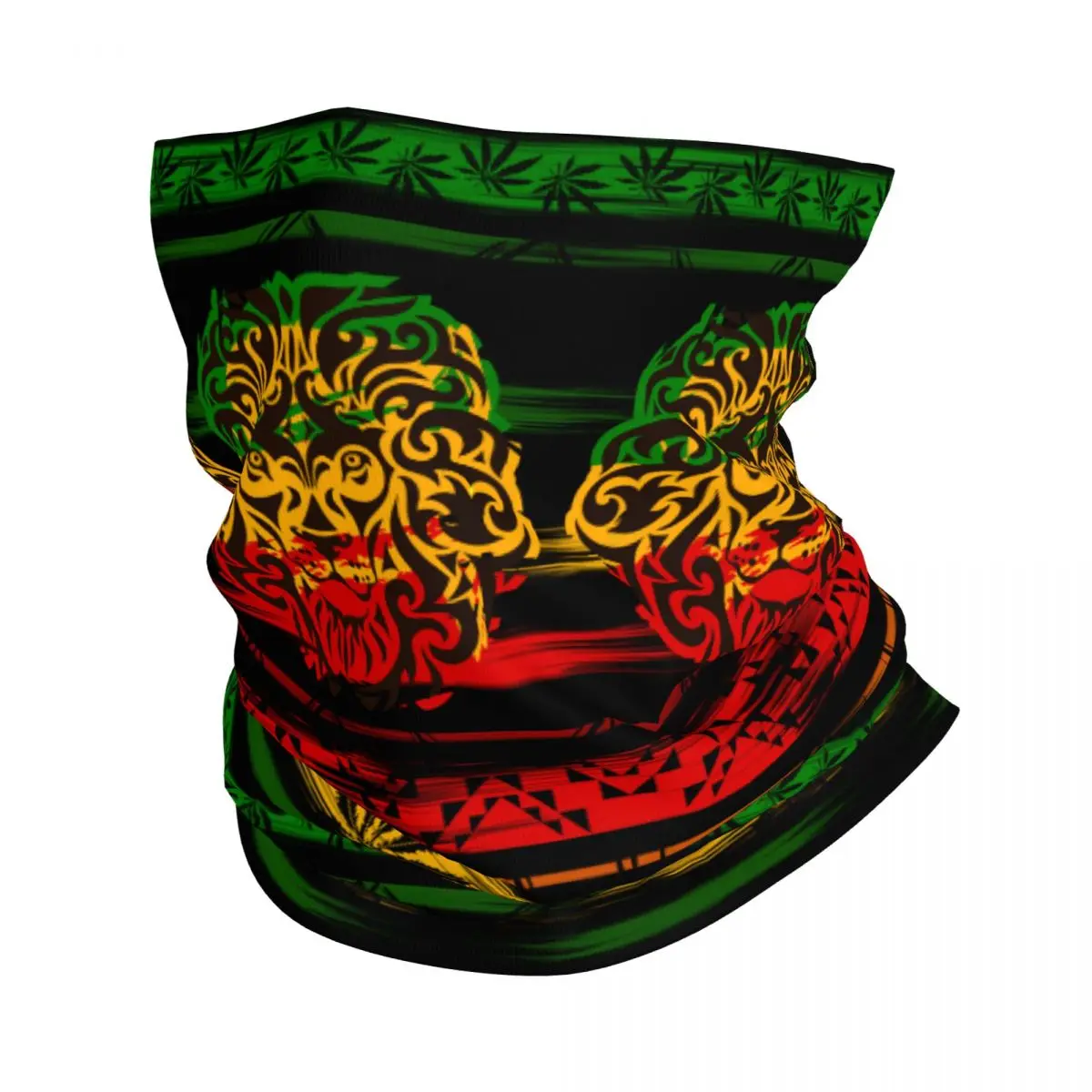 

Reggae Rasta Lion Cannabis Bandana Mask Scarf Accessories Neck Cover Rastafari Lion of Judah Marijuana Leaves Scarf Balaclava