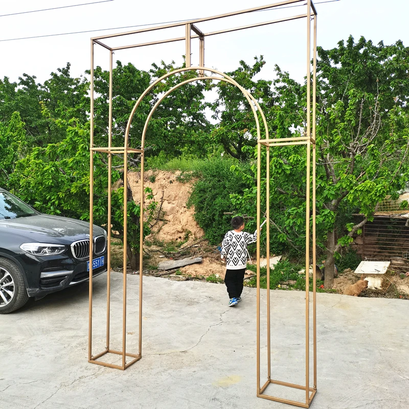 

Wedding Arch Mariage Backdrop Stage Iron Truss Arbor Cuboid Curved Flower Stand Decoration