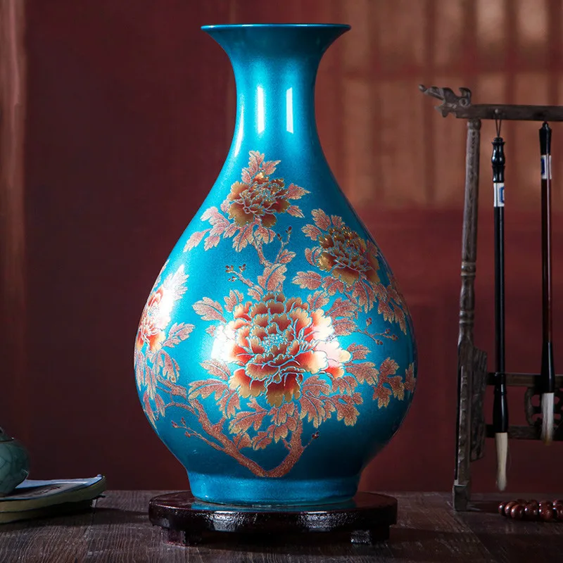 

Jingdezhen Классическая фарфоровая Хрустальная глазурованная ваза для цветов домашний декор большая блестящая семейная Фотография Свадебные п...