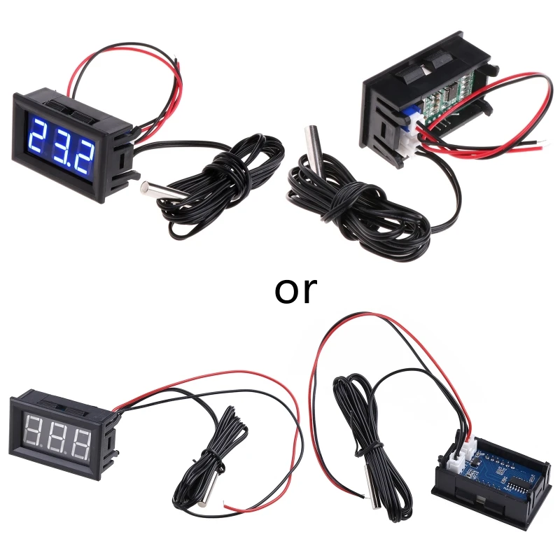 Цифровой светодиодный термометр панельный измеритель температуры с датчиком