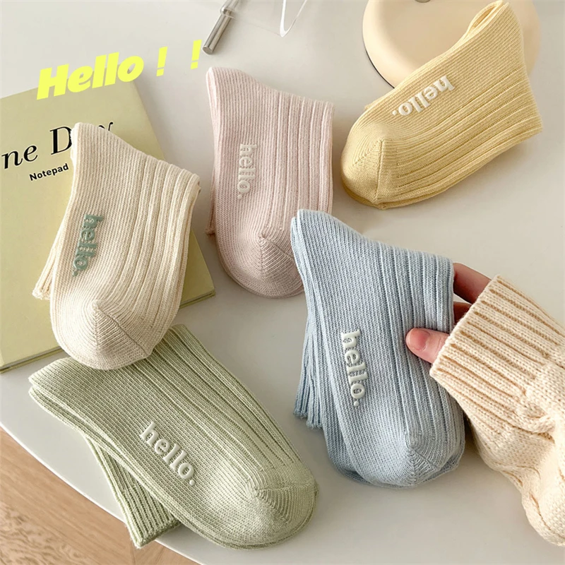 Cute Women's Socks Japanese Fashion 2023 New Spring Summer Female Cotton Socks Soft Breathable Absorb Sweat Fresh Colorful Socks