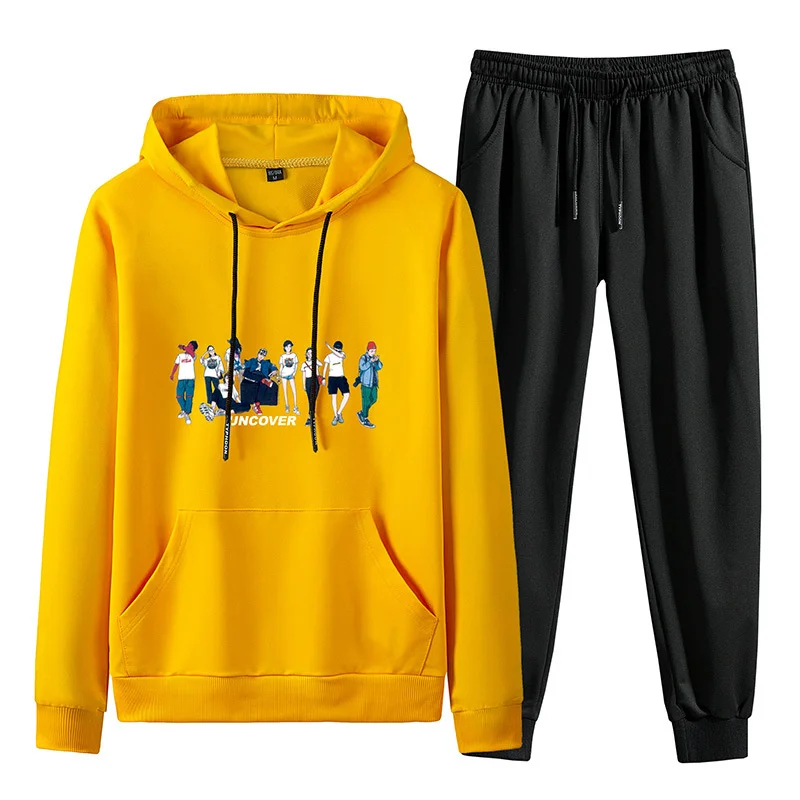 2023 New Tracksuit Men Casual Long Sleeve Hooded Man 2 Piece Hoodie +pants Sets Hip Hop Fashion Streetwear Spring Men Suits