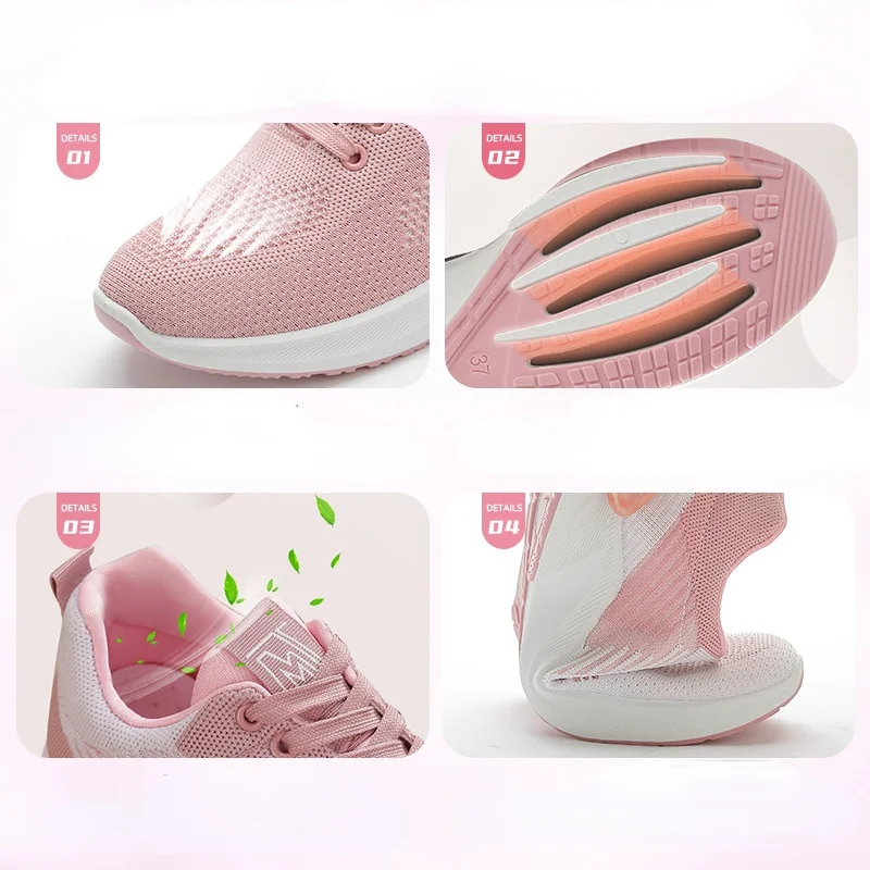 Breathable Shoes for Women Sneakers Stretch Fabric Tenis Feminino 2022 New Lace-up Casual Lady Shoes Platform Sneakers Woman
