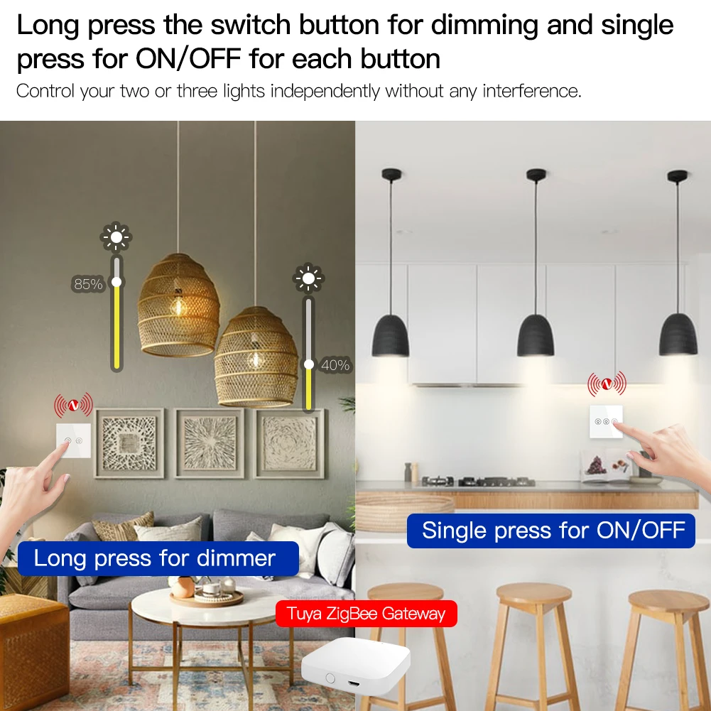 Умный многокнопочный регулятор света ZigBee переключатель с независимым